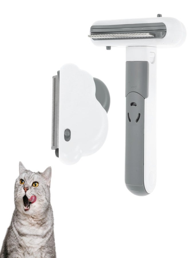GLIDESMOOTH 3 in 1 Cat Brush, Undercoat Rake for Cats, Cat Brush for Shedding, Straight Comb Cat Detangler Brush, Pet Hair Removal Tool for Cats, Gray White - Image 1