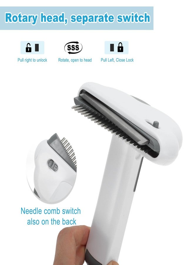GLIDESMOOTH 3 in 1 Cat Brush, Undercoat Rake for Cats, Cat Brush for Shedding, Straight Comb Cat Detangler Brush, Pet Hair Removal Tool for Cats, Gray White - Image 4