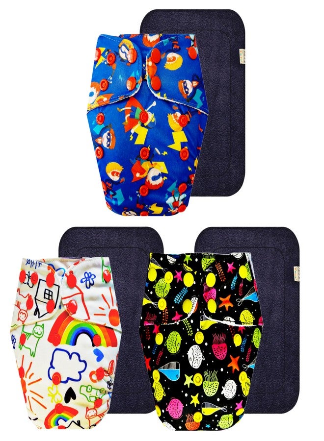 Dumbledo Premium Cloth Diaper with Black Insert (Pack of 3) | Soft & Gentle | Leakproof | Easy to Clean | Worry-Free Diapering | 3 Months - 3 Years | Unisex Baby - Image 1