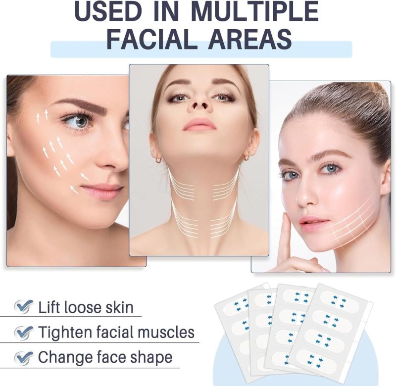 Face Lift Tape Blue - Instant Face Lift Wrinkle Patches for Facial Contouring, Double Chin Reduction and Makeup Application - Image 3