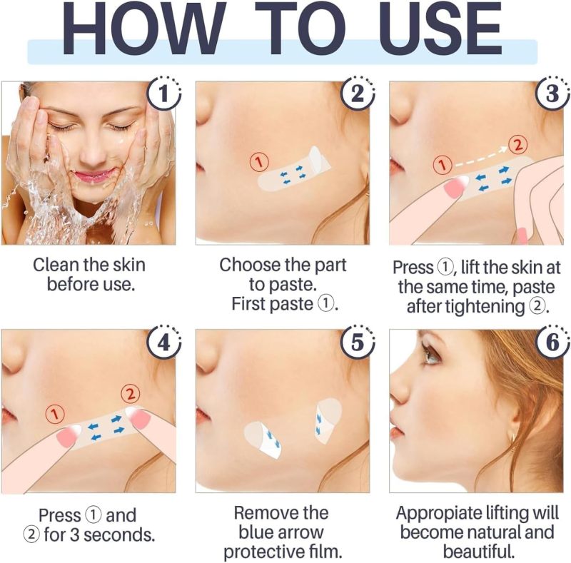 Face Lift Tape Blue - Instant Face Lift Wrinkle Patches for Facial Contouring, Double Chin Reduction and Makeup Application - Image 5