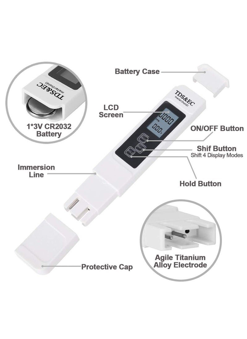 Generic - TDS Meter Combo, Pool Water Test Kit, PH Tester Digital, PPM Meter, 0.01 Resolution TDS PH EC Temperature 4 in 1 Set for Drinking Water, Hydroponics, RO System, Aquarium, Swimming - Image 1