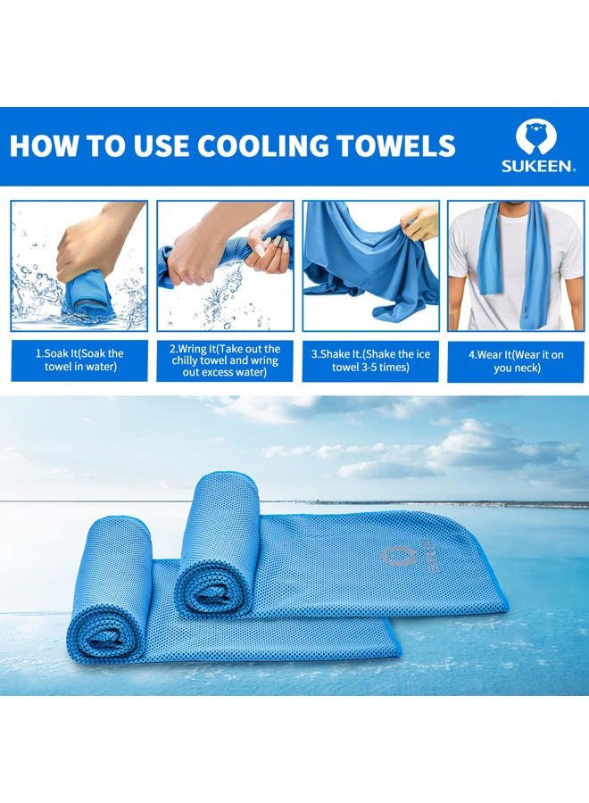 Sukeen [4 Pack] Cooling Towel (40"x12"), Ice Towel, Soft Breathable Chilly Towel, Microfiber Instant Cooling Towel for Yoga, Sport, Running, Gym, Workout,Camping, Fitness, Workout (4pack-Blue) - Image 3