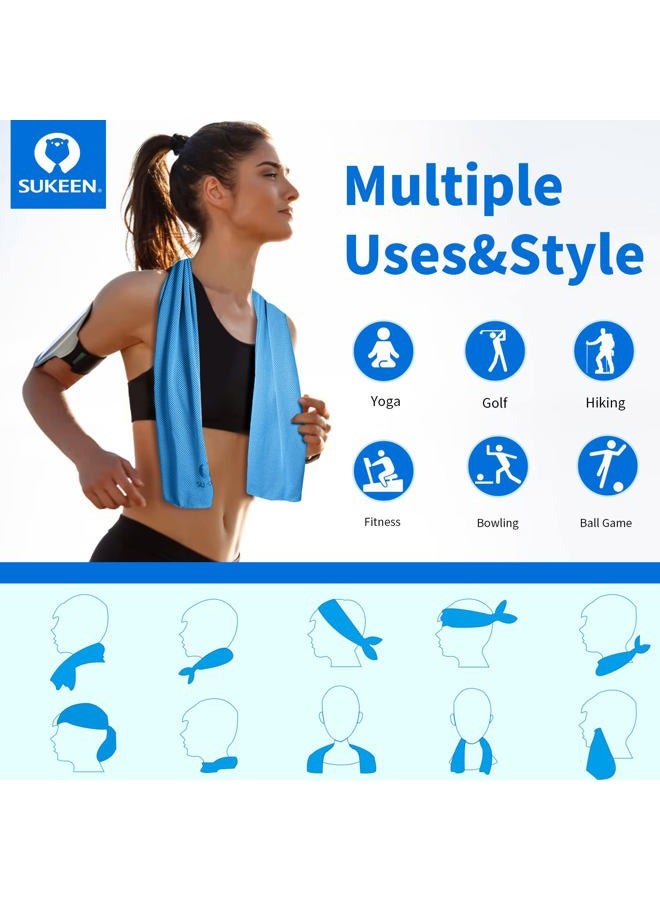 Sukeen [4 Pack] Cooling Towel (40"x12"), Ice Towel, Soft Breathable Chilly Towel, Microfiber Instant Cooling Towel for Yoga, Sport, Running, Gym, Workout,Camping, Fitness, Workout (4pack-Blue) - Image 4