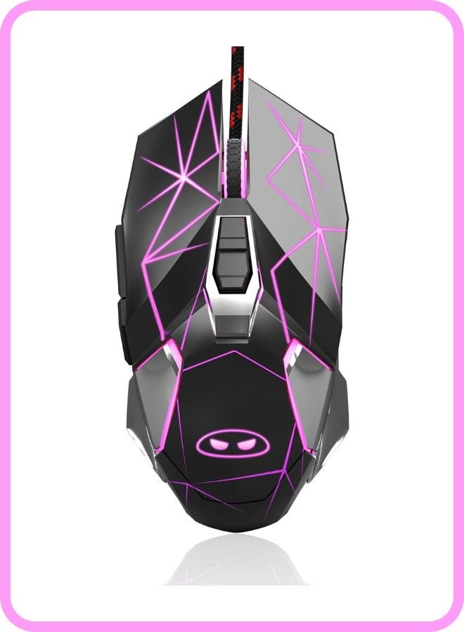 Gaming Mouse Wired G10, 7 Colors Breathing LED Backlit Black Gaming Mouse, 6 Adjustable DPI (up to 3200 DPI), Ergonomic Optical Computer Mouse with 7 Buttons for Windows