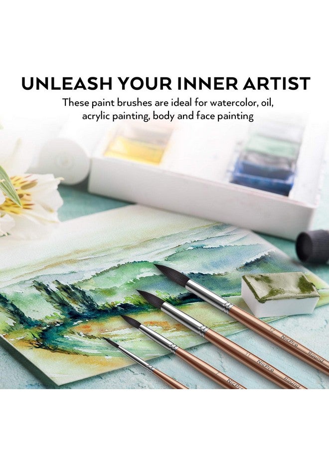 نيكبرو مجموعة فرش الرسم بالألوان المائية الدائرية المكونة من 15 قطعة، فرش الرسم بالألوان المائية الناعمة المصنوعة من مادة السنجاب الصناعية الاحترافية، للرسم بالألوان المائية والزيت والنماذج والغواش والحبر - Image 5