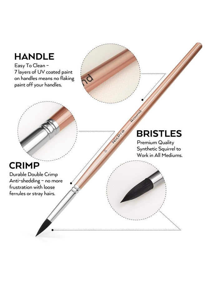 نيكبرو مجموعة فرش الرسم بالألوان المائية الدائرية المكونة من 15 قطعة، فرش الرسم بالألوان المائية الناعمة المصنوعة من مادة السنجاب الصناعية الاحترافية، للرسم بالألوان المائية والزيت والنماذج والغواش والحبر - Image 2