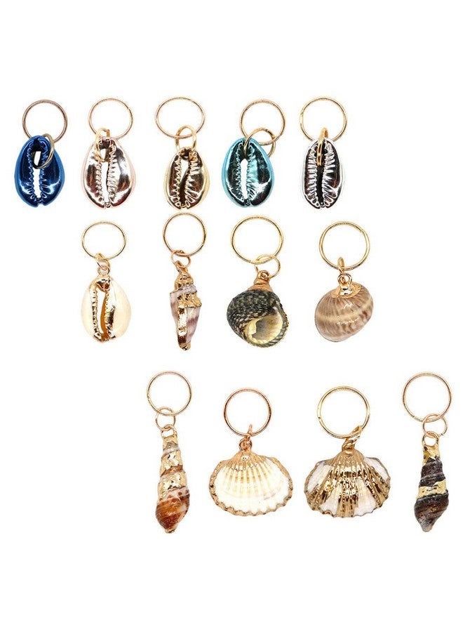 EXCEART Xceart 13Pcs Dreadlock Ring Charms Beach Shell Conch Style Hair Braid Rings Decorative Dreadlock Braiding Hair Jewelry Beads Charms For Women Men Dreadlock Accessories  - Image 1