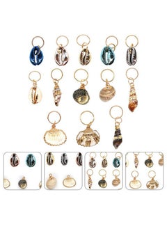 EXCEART Xceart 13Pcs Dreadlock Ring Charms Beach Shell Conch Style Hair Braid Rings Decorative Dreadlock Braiding Hair Jewelry Beads Charms For Women Men Dreadlock Accessories  - Image 5