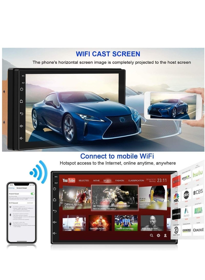 نظام Android Double Din Car Stereo مزود بشاشة لمس نابضة بالحياة مقاس 7 بوصات 1080P HD ومدعوم بنظام Android11 مع نظام وسائط متعددة متقدم - Image 3