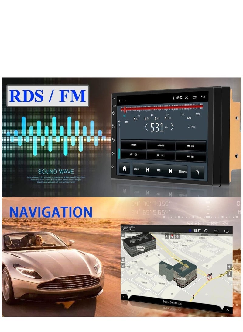 نظام Android Double Din Car Stereo مزود بشاشة لمس نابضة بالحياة مقاس 7 بوصات 1080P HD ومدعوم بنظام Android11 مع نظام وسائط متعددة متقدم - Image 5