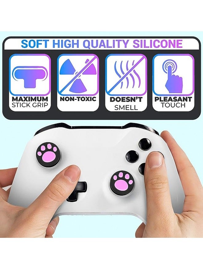 12Pcs Sony PS5/ PS4/PS3/PS2/XBOX ONE/ XBOX 360/SWITCH PRO/Steam DECK Pink Cat Dog Paw Game Accessory Thumb Stick Grips Cap Cover Joystick Thumbsticks Caps - Image 4
