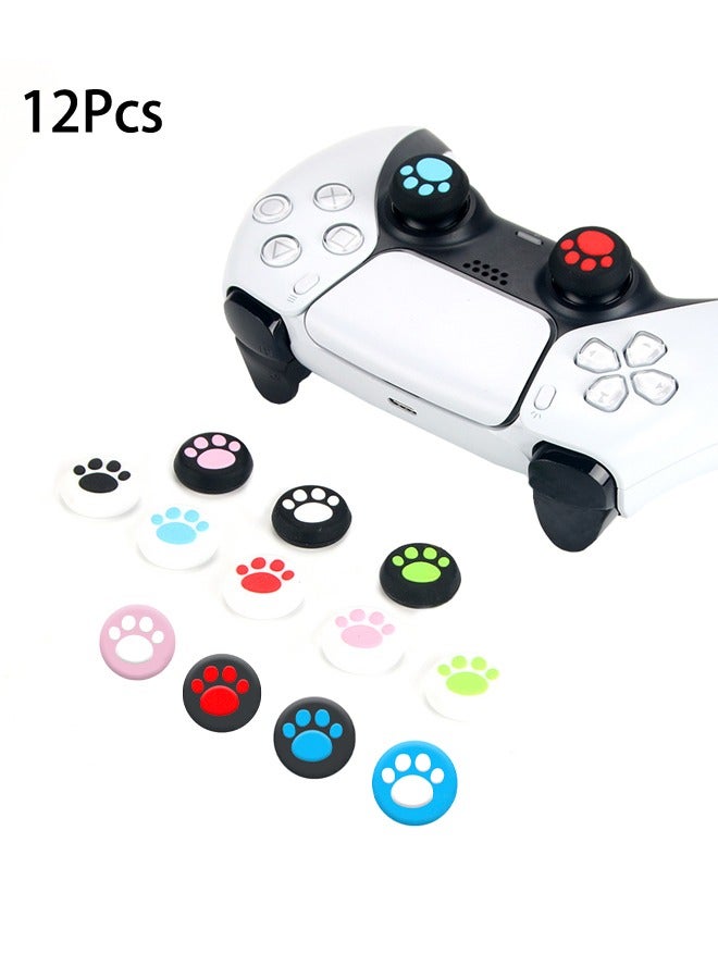 12Pcs Sony PS5/ PS4/PS3/PS2/XBOX ONE/ XBOX 360/SWITCH PRO/Steam DECK Pink Cat Dog Paw Game Accessory Thumb Stick Grips Cap Cover Joystick Thumbsticks Caps - Image 1
