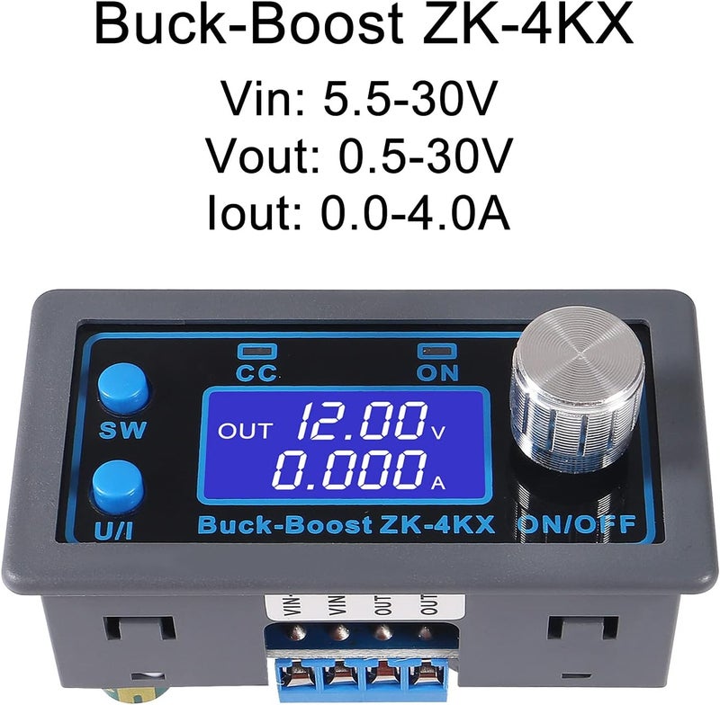 AiTrip DC-DC Buck Boost Converter,Regulator CC CV 0.5-30V 0-4A Adjustable Regulated Power Supply Module DIY Solar Battery Charging Module LCD Display ZK-4KX - Image 4