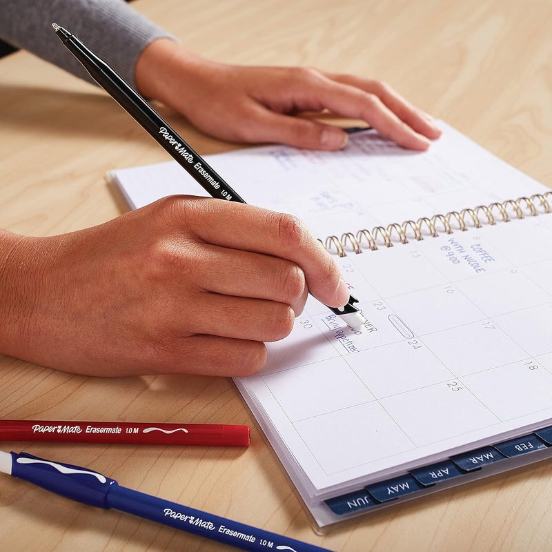 Papermate EraserMate Erasable Pen, Medium Point, Blue, Box of 12 - Image 4