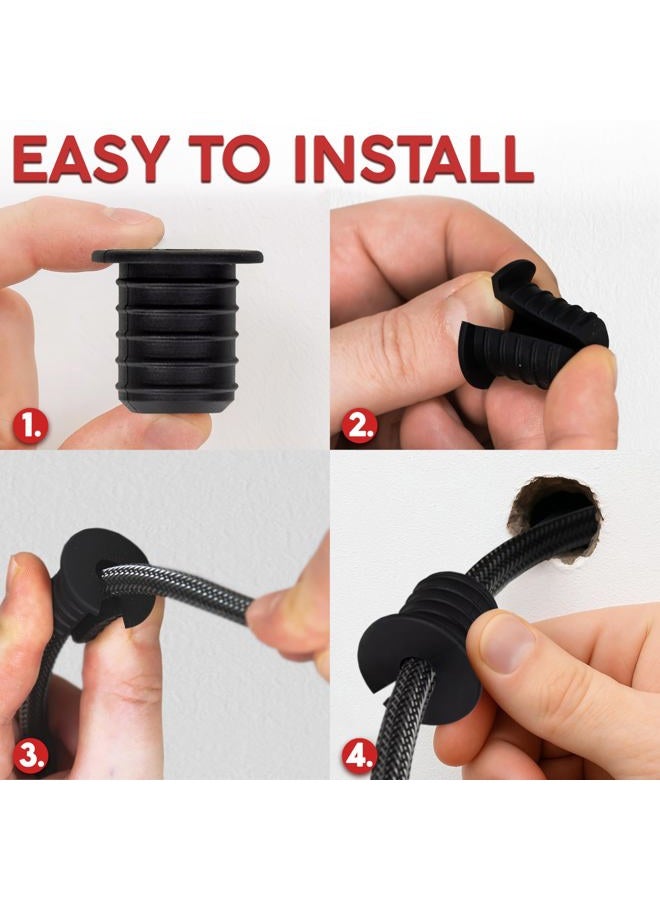 Granatan 2 Pack 3/4 Inch Silicone Wall Bushing Compatible with Starlink, Split Waterproof Cable Pass Through Grommet with Non Slip Grip Strips, Cable Routing Kit Accessories - Image 3