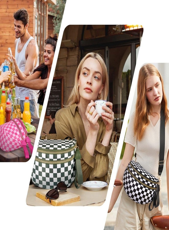 idoltimes Checkered Crossbody Bag, Bum Nylon Crossbody Bags for Women,Black and White Spacious Purse Fanny Packs Handbags, Blackwhite - Image 2