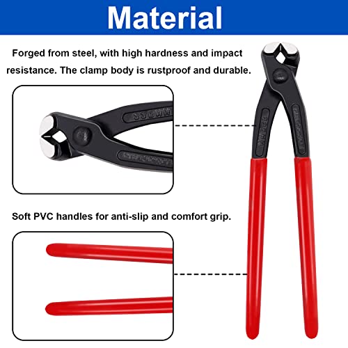 Tnisesm Ear Clamp Pliers 9 inch, Hose Clamp Crimping Tool, Carbon Steel Pinch Clamp Plier,Install Remove Clamp Nail Puller Tool for repairing pipes, fuel lines - Image 3
