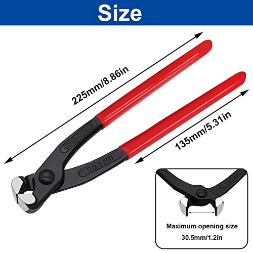 Tnisesm Ear Clamp Pliers 9 inch, Hose Clamp Crimping Tool, Carbon Steel Pinch Clamp Plier,Install Remove Clamp Nail Puller Tool for repairing pipes, fuel lines - Image 2