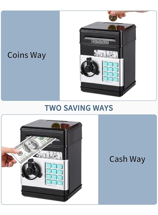 إيروريكس بنك نقود إلكتروني للأطفال خزنة رقمية مع قفل دبوس بنك موسيقى مع ملصقات صناديق نقود رقمية للأطفال خزنة نقود رقمية كبيرة مع ملصقات لطيفة متعددة الألوان - Image 3