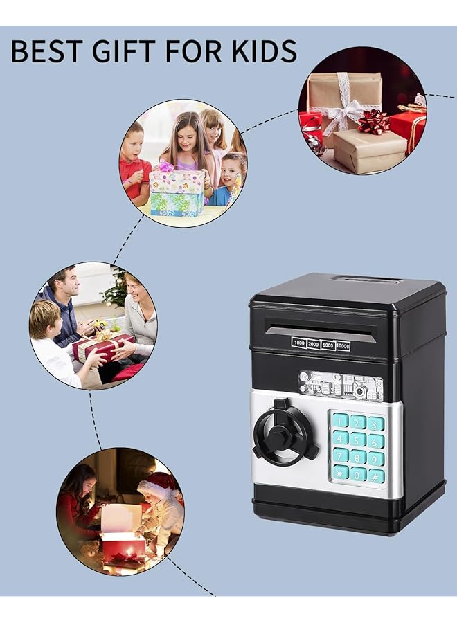 إيروريكس بنك نقود إلكتروني للأطفال خزنة رقمية مع قفل دبوس بنك موسيقى مع ملصقات صناديق نقود رقمية للأطفال خزنة نقود رقمية كبيرة مع ملصقات لطيفة متعددة الألوان - Image 4