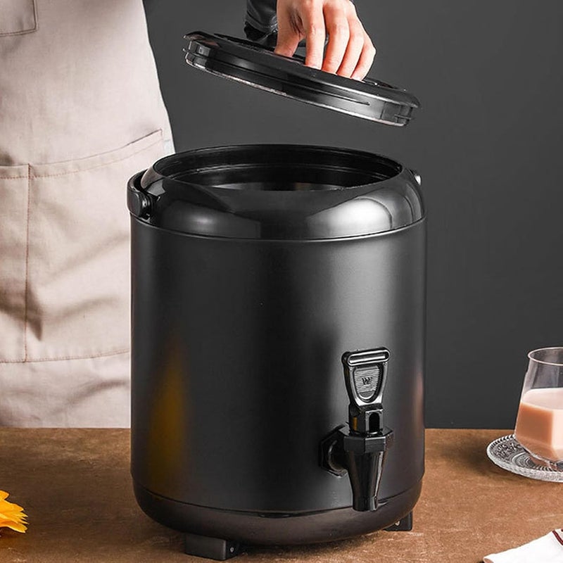 klarako Insulated Beverage Dispenser, 12 L Thermal Hot and Cold Drink Dispenser Stainless Steel Barrel with Temperature Meter for Coffee Tea Water Juice - Image 1