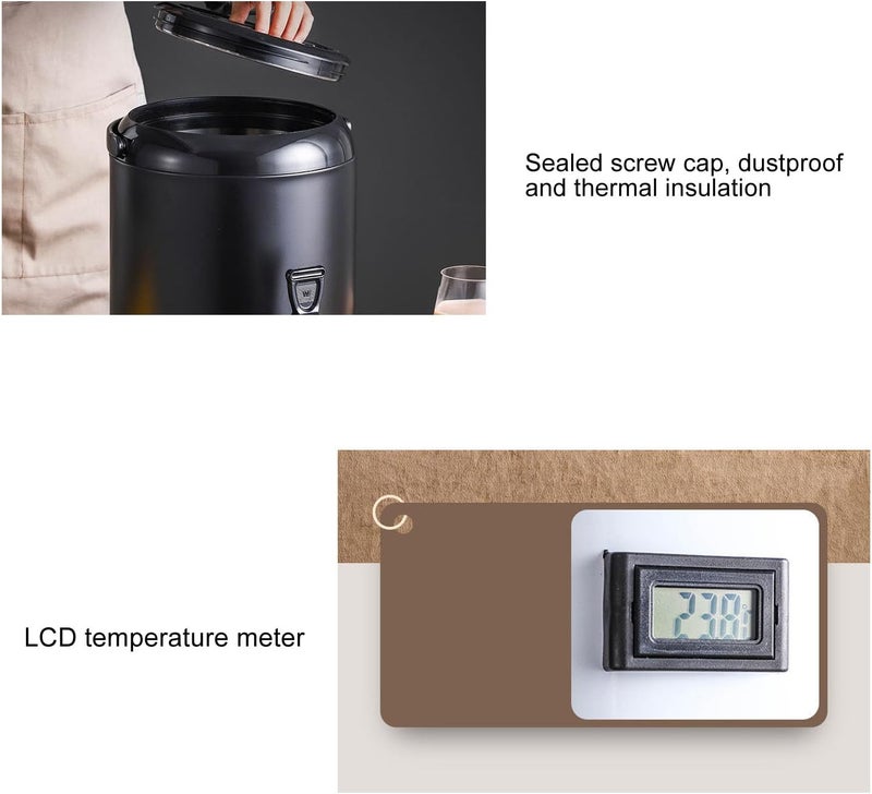 klarako Insulated Beverage Dispenser, 12 L Thermal Hot and Cold Drink Dispenser Stainless Steel Barrel with Temperature Meter for Coffee Tea Water Juice - Image 2