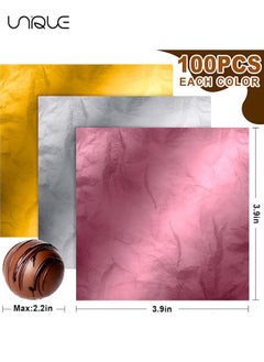 Unique Foil Candy Wrappers, 300 Pieces 3.9*3.9 inches Golden Aluminium Foil Candy Wrappers Square Chocolate Molds Sugar Tin Foil Wrappers for DIY Candy Chocolate Packaging by Party Wedding Birthday  - Image 2