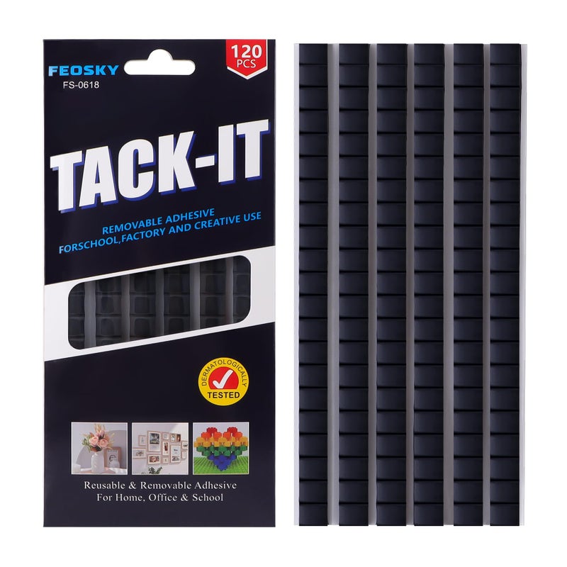 Feosky Adhesive Poster Sticky Tack Putty, Reusable and Removable Adhesive Putty, 120PCS, Mounting Putty for displaying Wall Paintings, Museum Art Photography, Picture, Crafts (Black, Pack of 1) - Image 1