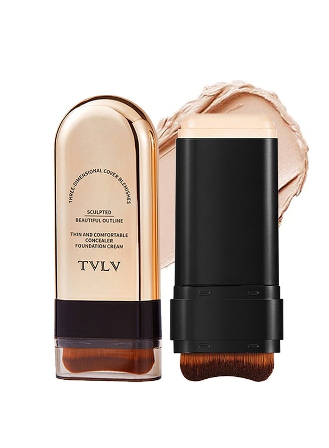 TVLV Concealer Foundation Cream - 2-in-1 Concealer & Foundation Stick Waterproof, Sweat-Resistant,Covers Dark Circles,Flawless Makeup #01 - Image 1