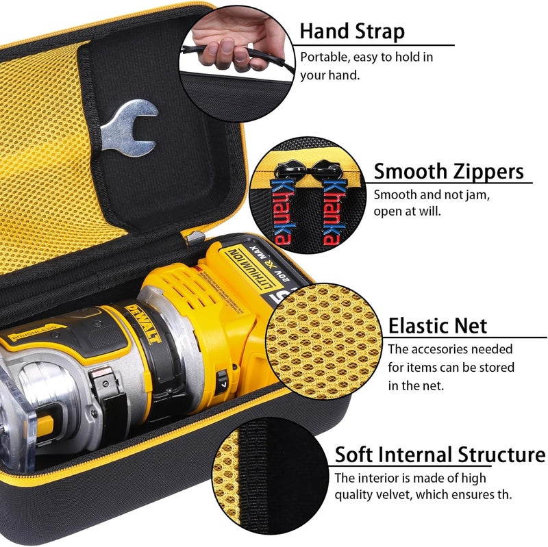 Khanka Hard Case replacement for DEWALT 20V Max XR Cordless Router, Brushless, Case Only (DCW600B) - Image 3