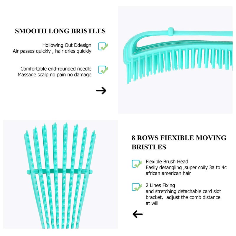 URTHEONE Detangling Hair Brush,Hair Detangler Brush and Wide Tooth Comb Set for Black Natural Curly Wet Dry Thick Straight Long Hair, Afro American Type 3a-4c, Comfortable Grip,Easy to Clean, Durable - Image 2