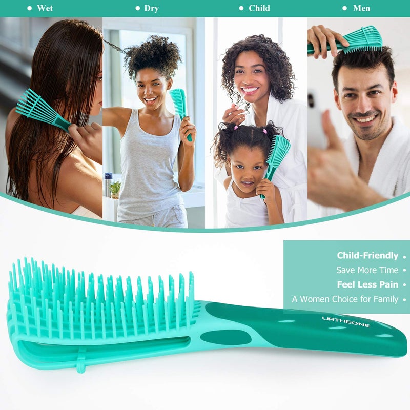 URTHEONE Detangling Hair Brush,Hair Detangler Brush and Wide Tooth Comb Set for Black Natural Curly Wet Dry Thick Straight Long Hair, Afro American Type 3a-4c, Comfortable Grip,Easy to Clean, Durable - Image 5