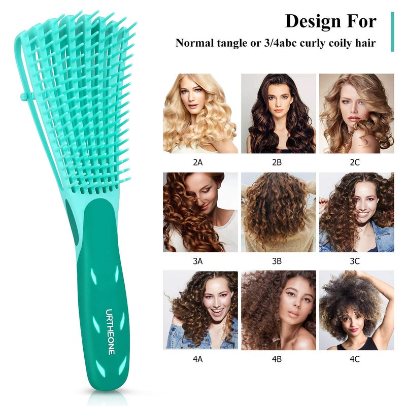 URTHEONE Detangling Hair Brush,Hair Detangler Brush and Wide Tooth Comb Set for Black Natural Curly Wet Dry Thick Straight Long Hair, Afro American Type 3a-4c, Comfortable Grip,Easy to Clean, Durable - Image 4