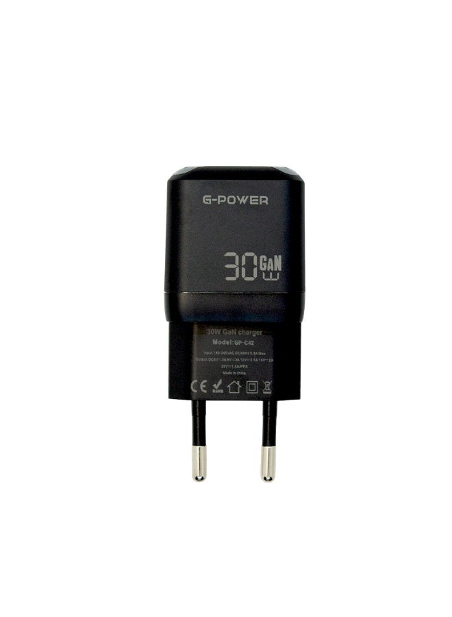 جي باور شاحن G-Power GP-C42 (30 واط) متوافق مع أجهزة iPhone وMacBook Air وSamsung Galaxy S series وهواتف وأجهزة لوحية Google Pixel - أسود - Image 2