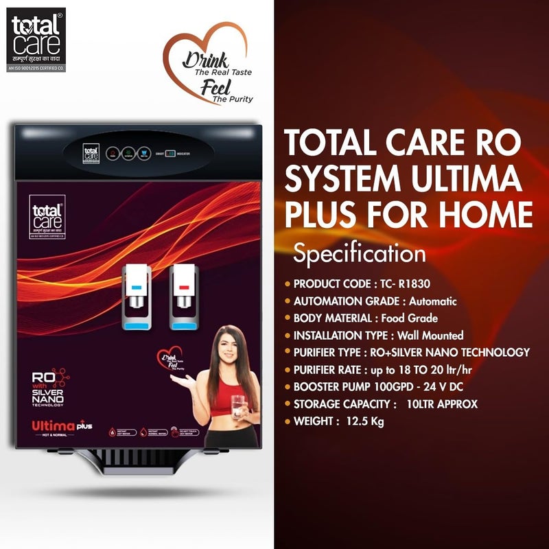TOTAL CARE TOTAL CARE RO water saver mineral filter body ROAlkineTDS Adjuster pure water purifier dispenser machine black  - Image 2