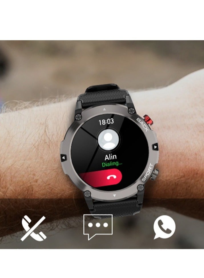 AROAQ Smart Watch Code21 With Bluetooth Calling, Fitness Tracker With Heart Rate Monitor, Multifunctional Waterproof Sleep Smart Watch For Men, Black shell (Milan black + black silicone) - Image 2