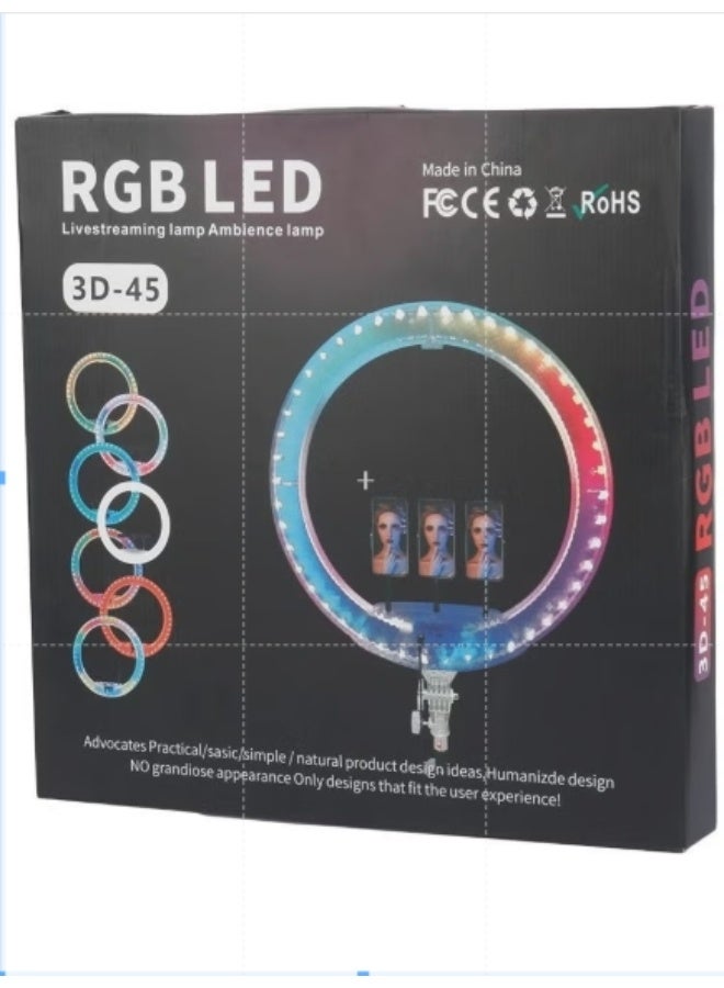 3D-45 RGB Ring Light With 360 Degree Free Rotation Free Adjustment And Eye Protection For Vlogging Reels And Photography - Image 3