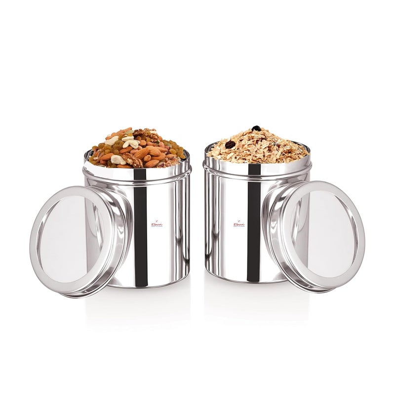 Ebun Heavy Gauge See Through Stainless Steel Containers Stainless Steel Dabba Set for Kitchen Air Tight Steel Containers for Storage Steel Containers for Kitchen 125kg Set of 2 - Image 3