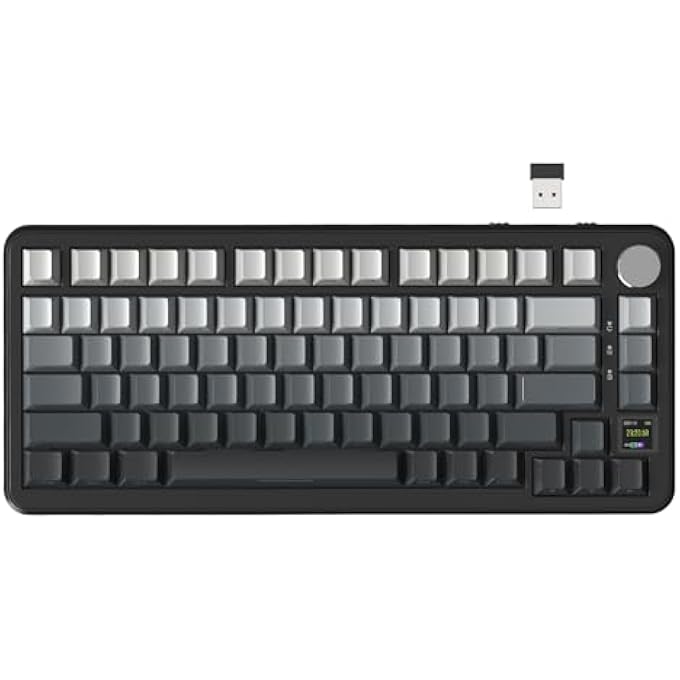 rayihni X85PRO WIRELESS MECHANICAL KEYBOARD WITH TFT DISPLAY AND KNOB, 75% QMK SEAL MOUNTED GAMING KEYBOARD, 2.4G/BT/USB-C WIRED, HOT SWAPPABLE, 4000MAH,RGB(GRADIENT BLACK) - Image 1