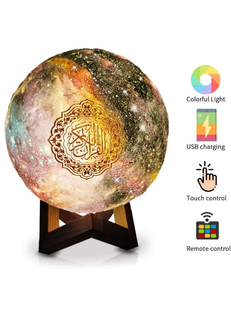 مصباح ليلي ثلاثي الأبعاد بتقنية الطباعة 3D مع 7 ألوان LED ومكبر صوت بلوتوث مع جهاز تحكم عن بعد، تلاوة القرآن وأغاني، راديو FM - Image 2