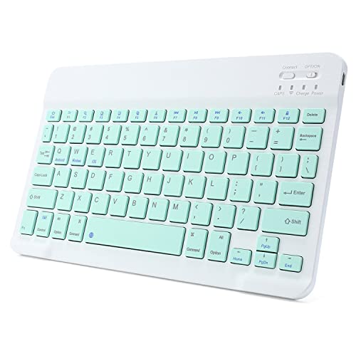 Acolarid Ultra-Slim Rechargeable Bluetooth Keyboard Portable Wireless Keyboard for iPad A16 11th 10th Generation, iPad Pro iPad Air iPad Mini iPhone, Android Samsung Galaxy Tablet Smartphone Cell Phone (Green) - Image 1
