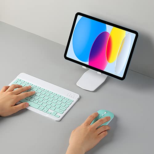 Acolarid Ultra-Slim Rechargeable Bluetooth Keyboard Portable Wireless Keyboard for iPad A16 11th 10th Generation, iPad Pro iPad Air iPad Mini iPhone, Android Samsung Galaxy Tablet Smartphone Cell Phone (Green) - Image 3