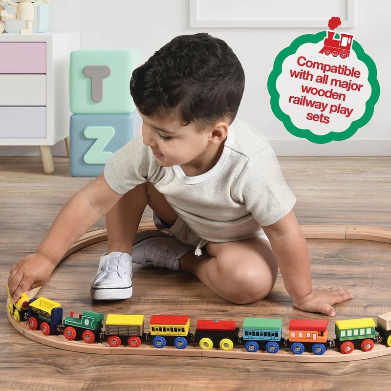 Play22 Wooden Train Set 12 PCS - Train Toys Magnetic Set Includes 3 Engines - Toy Train Sets For Kids Toddler Boys And Girls - Compatible With All Major Brands - Original - By Play22 - Image 2