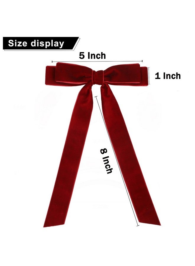 Hipcheer Large Velvet Hair Bow Clips, 2 PCS 5 Inch Hair Bows for Girls' Hair Accessories, Wine Red - Image 5