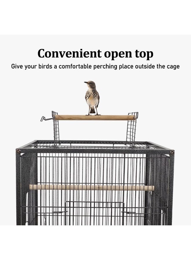 أن ان سي بيتس قفص طيور كبير مفتوح من الأعلى مع صينية قابلة للإزالة، عجلات دوارة، وأوعية تغذية، مكان واسع للجلوس للطيور المحبة والببغاوات والطيور الصغيرة الأخرى، 79 سم (أسود) - Image 4