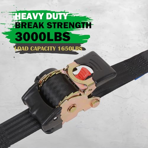 MOTO4U Retractable Ratchet Straps, (2 Pack) 2inx10ft Self Retracting Ratchet Straps,3000 lbs Break Strength Break Strength Retractable Tie Down Straps for Trucks,Trailers,Motorcycles,ATVs - Image 2