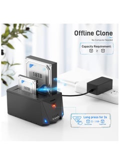 FIDECO FIDECO USB 3.2 Gen 1 to Hard Drive Docking Station for 2.5 or 3.5 inch SATA I/II/III HDD SSD with Hard Drive Duplicator/Offline Clone Function, Support UASP  - Image 2