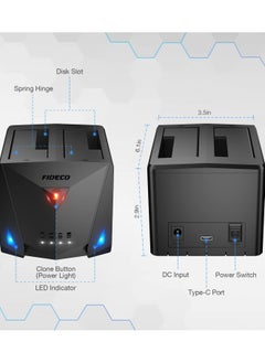 FIDECO FIDECO USB 3.2 Gen 1 to Hard Drive Docking Station for 2.5 or 3.5 inch SATA I/II/III HDD SSD with Hard Drive Duplicator/Offline Clone Function, Support UASP  - Image 3