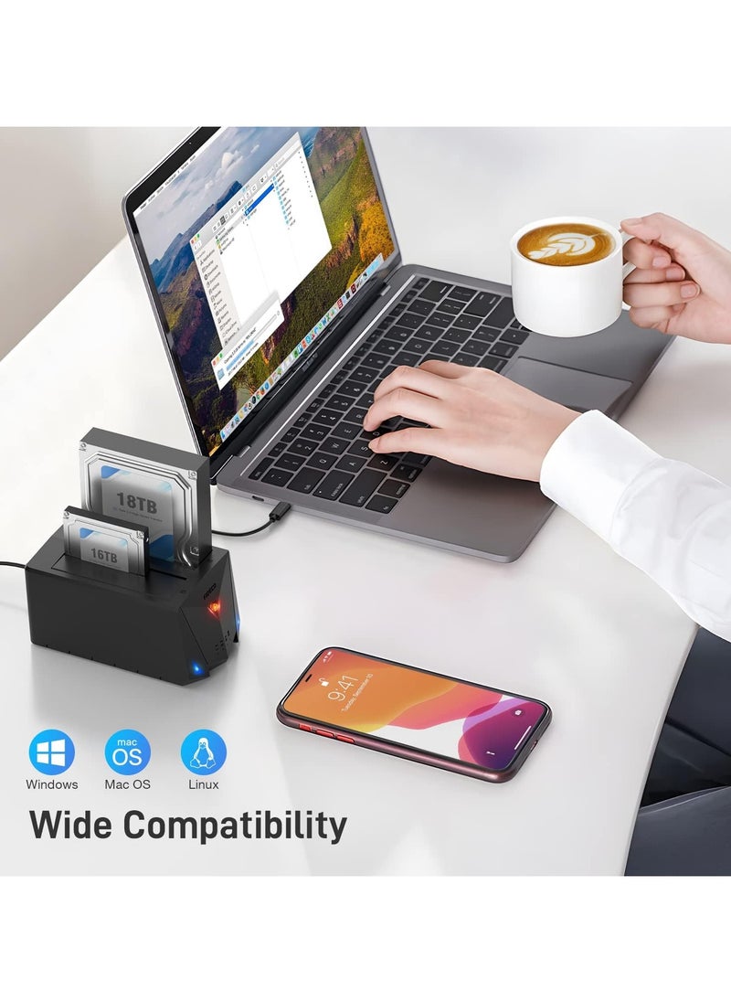 FIDECO - FIDECO USB 3.2 Gen 1 to Hard Drive Docking Station for 2.5 or 3.5 inch SATA I/II/III HDD SSD with Hard Drive Duplicator/Offline Clone Function, Support UASP - Image 1